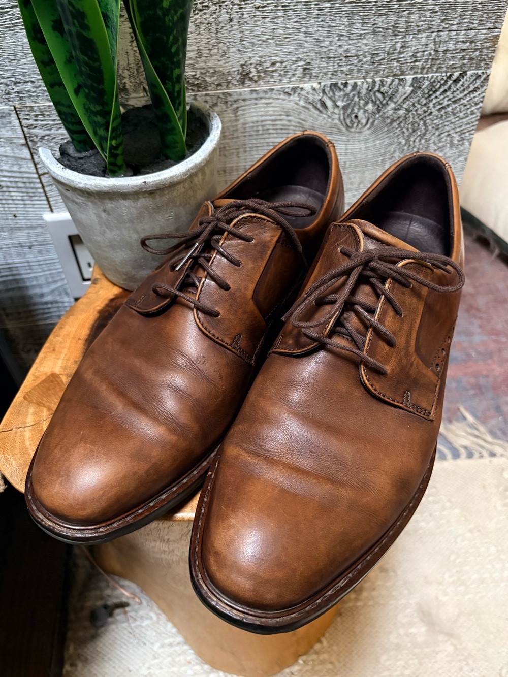 ECCO | "Vitrus I Plain-Toe Derby" Leather Dress Shoes - Men's 45 EU / 11 US